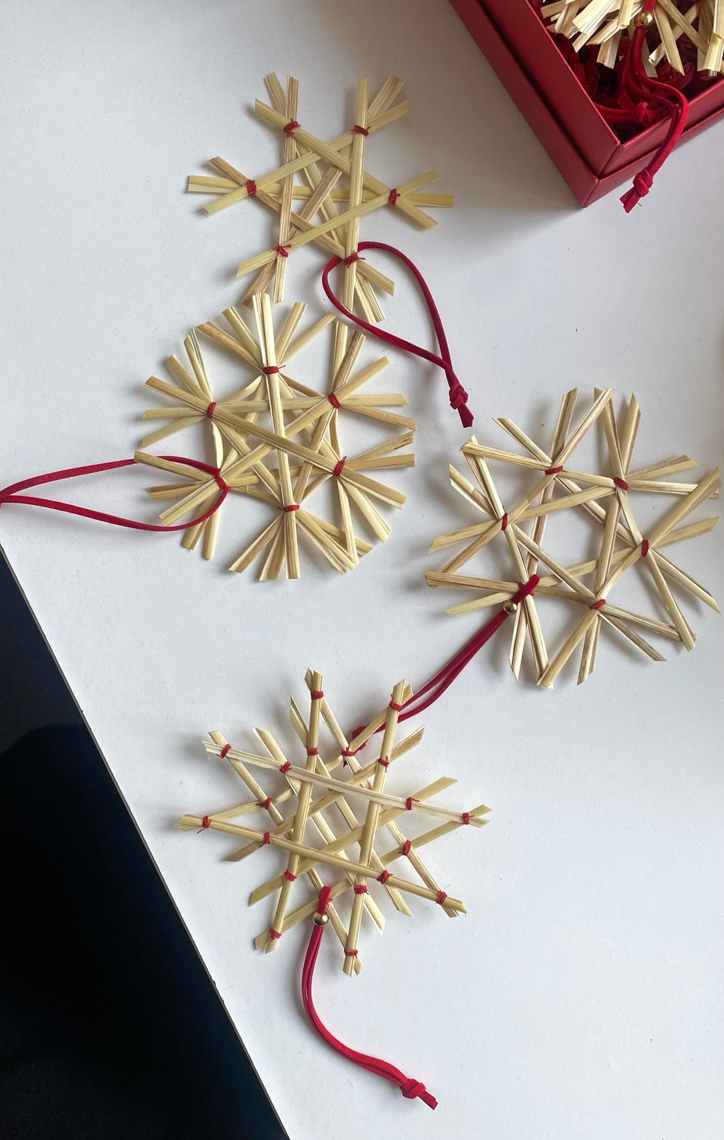 Set of straw snowflakes